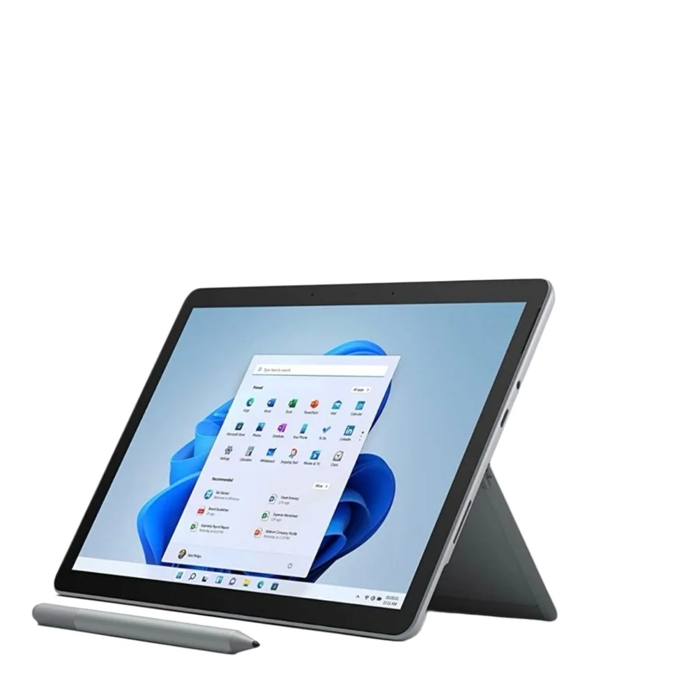 Sleek Silver Tablet with Stand and Stylus